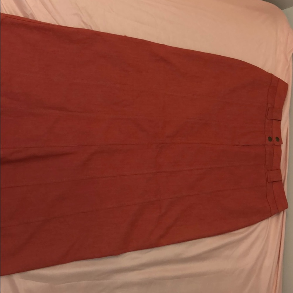 Coral long denim skirt